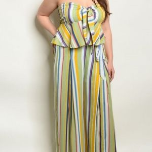Gorgeous 2 piece Lime and Yellow Pant set Plussize